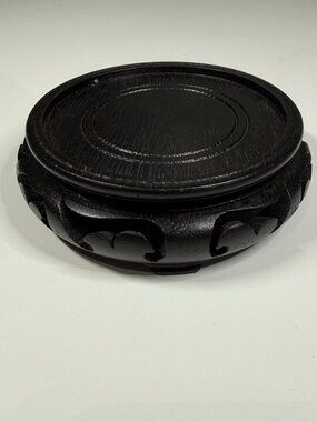 Vintage Oriental Hardwood Display Stand Blackish Brown #1